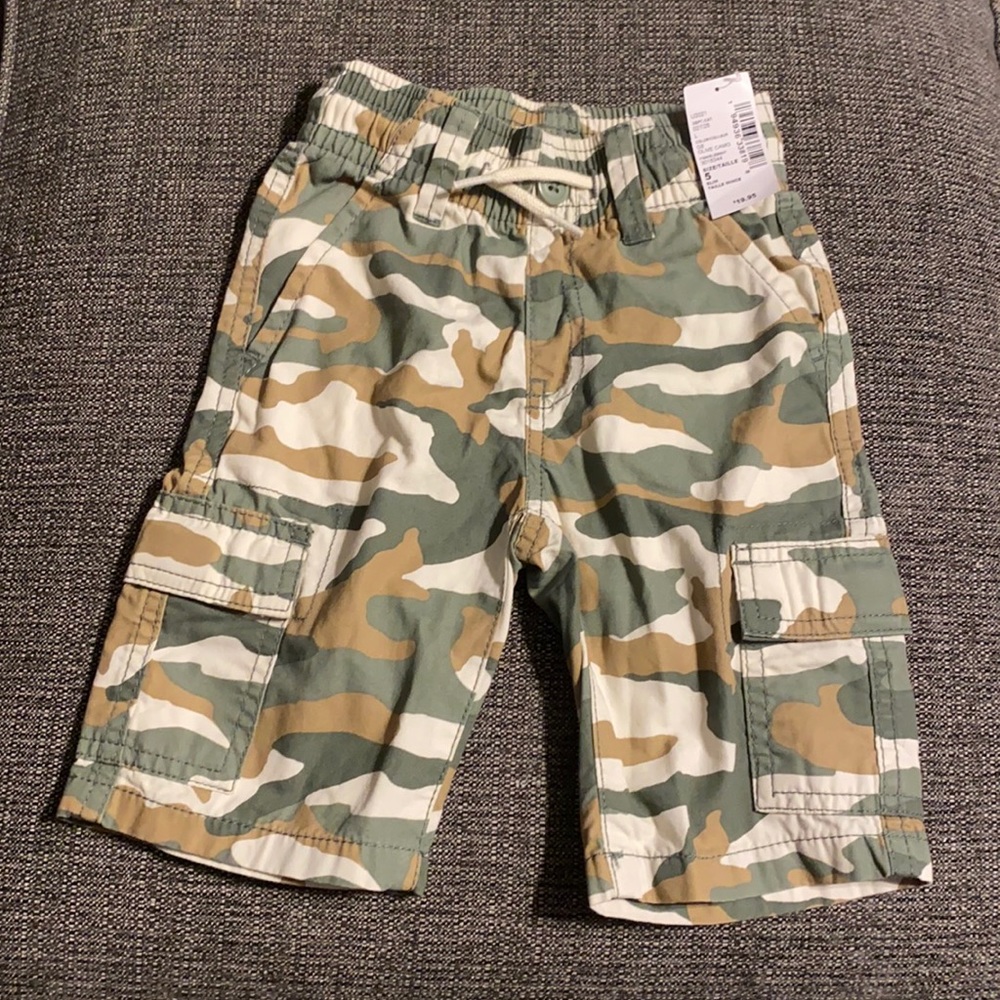 New Olive camouflage boys cargo shorts 5 Slim